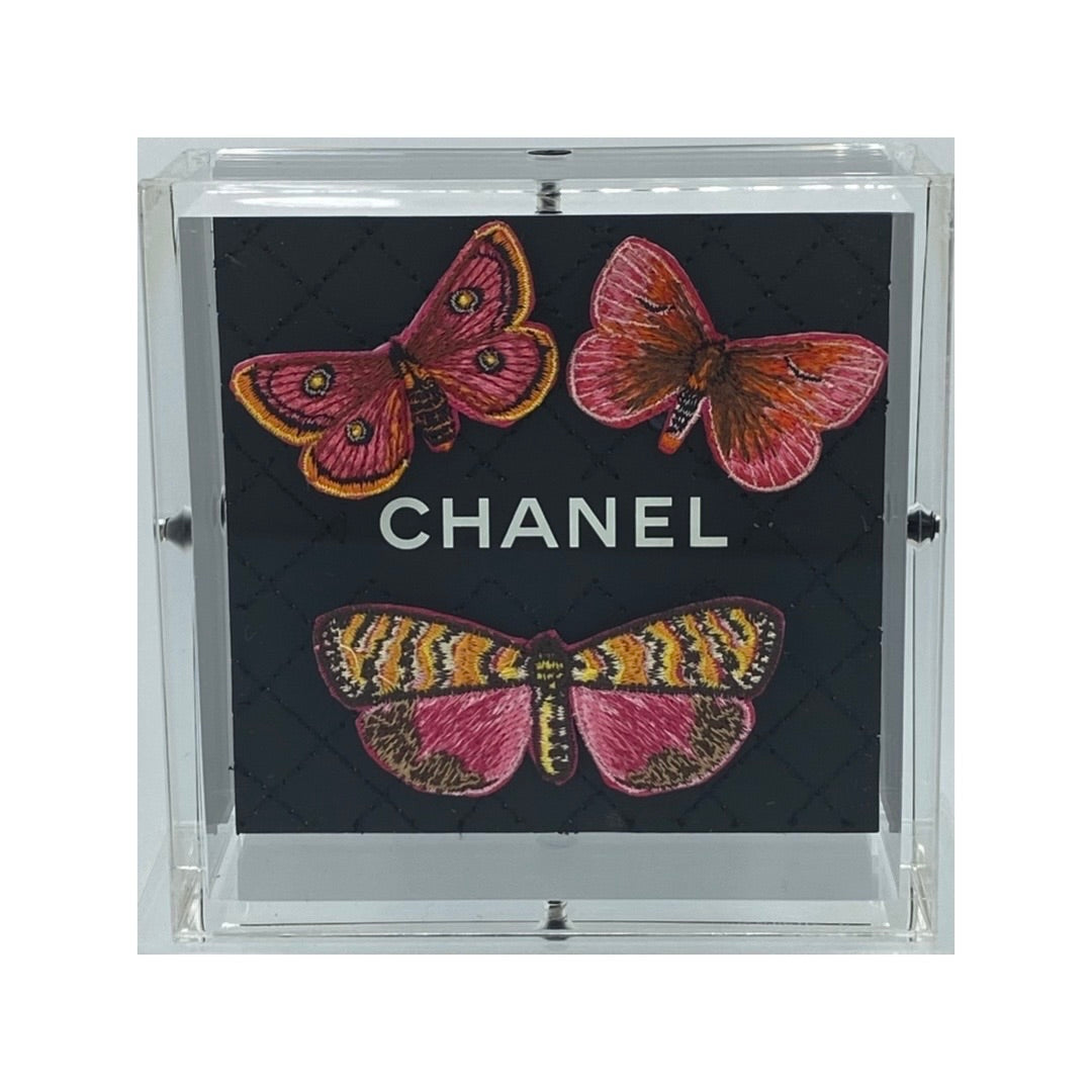 Stephen Wilson: 5x5 Black Chanel Pink Butterfly Swarm