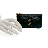 SAINT LAURENT: Quilted Leather Cassandre Zip Key Pouch