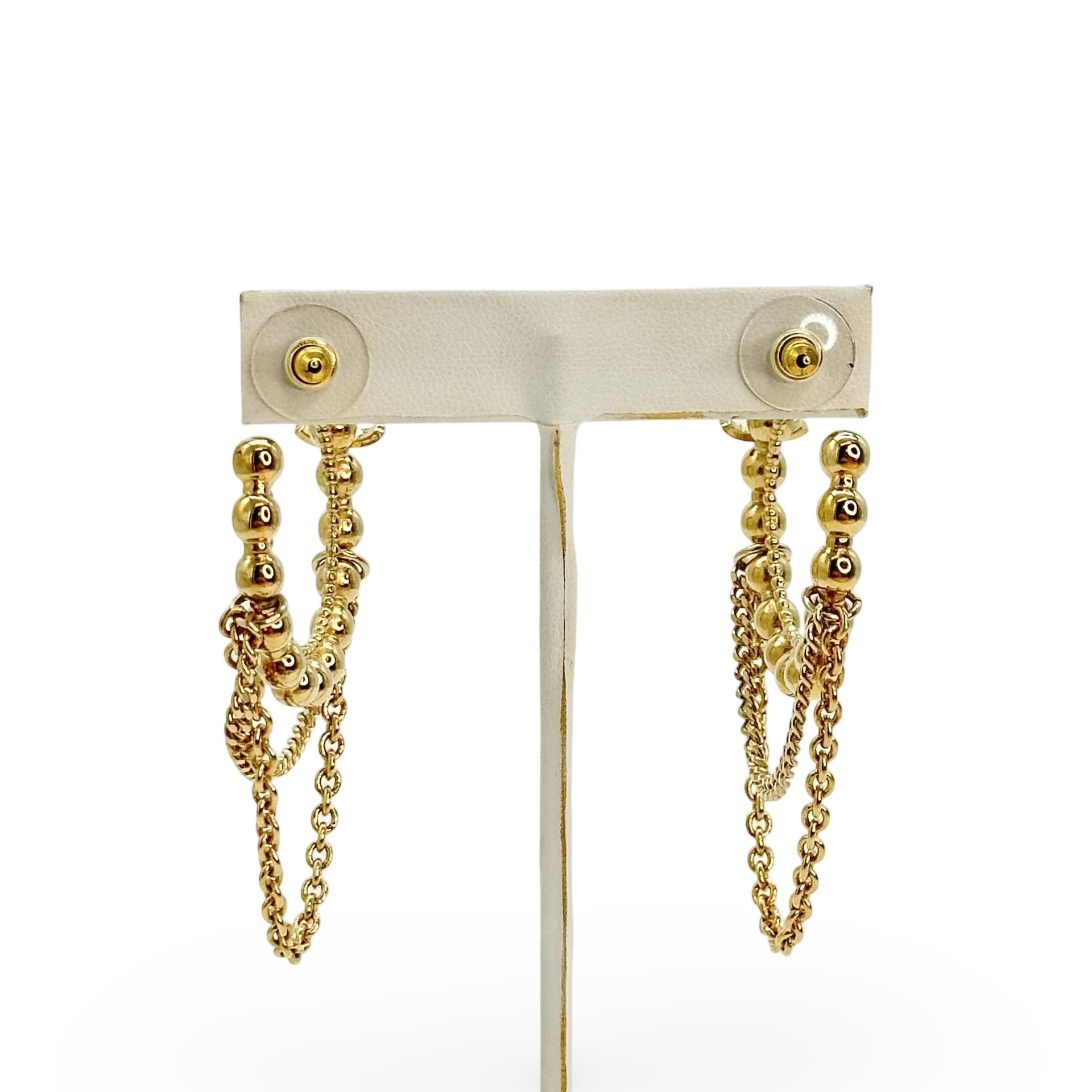 【品格の象徴】【CHANEL】Hoop Earrings l Diamantes Chanel 22B Crystal Pearl CC Drop Pearly White Knocker Hoop