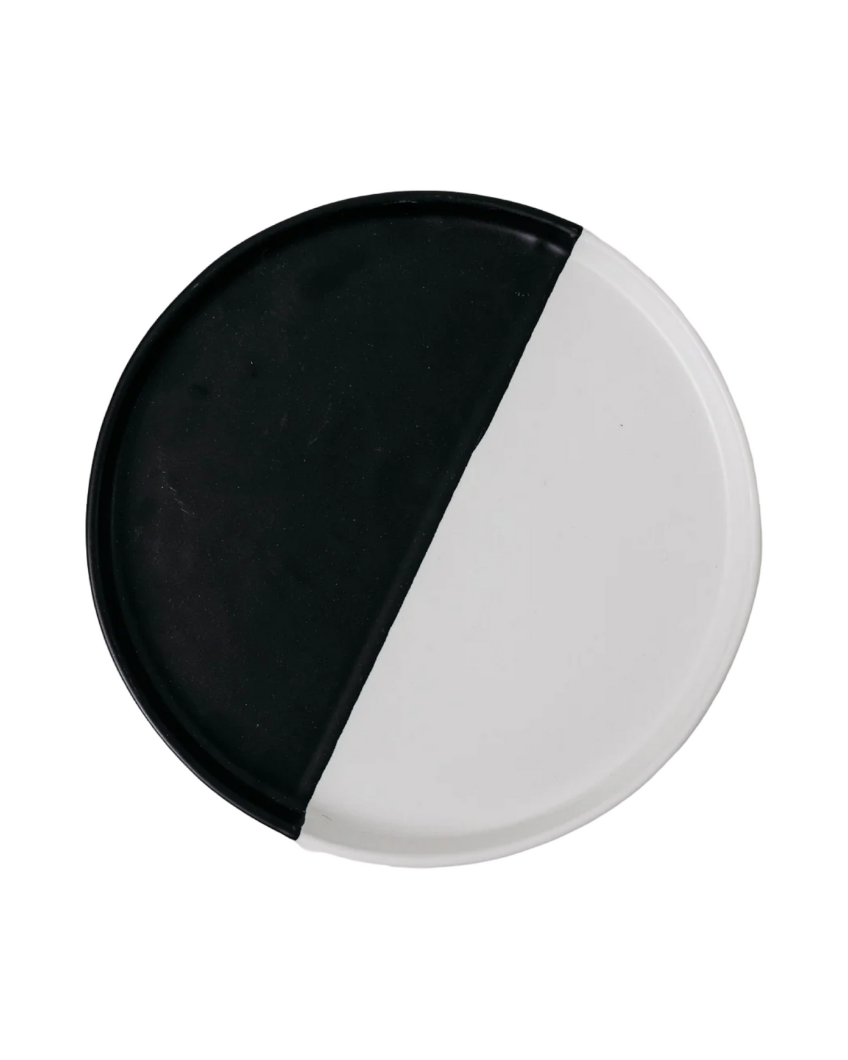 Matte Black+White Dinner Plate