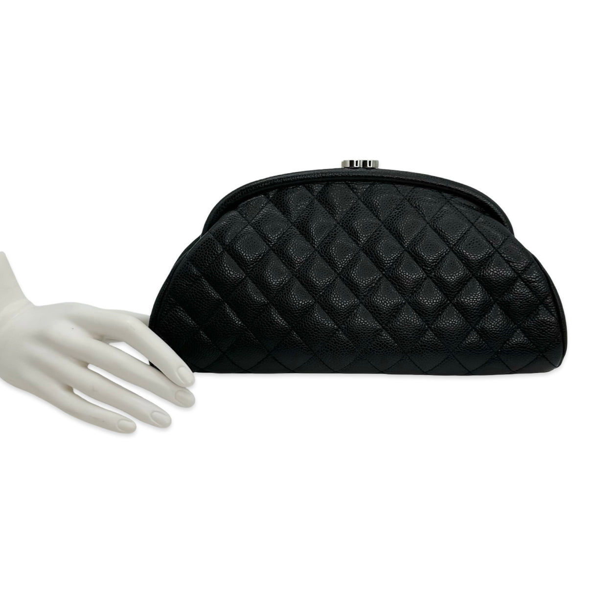 CHANEL: Quilted Caviar CC Timeless Clutch