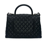 CHANEL: Quilted Caviar Medium Lizard Coco Top Handle Flap Bag