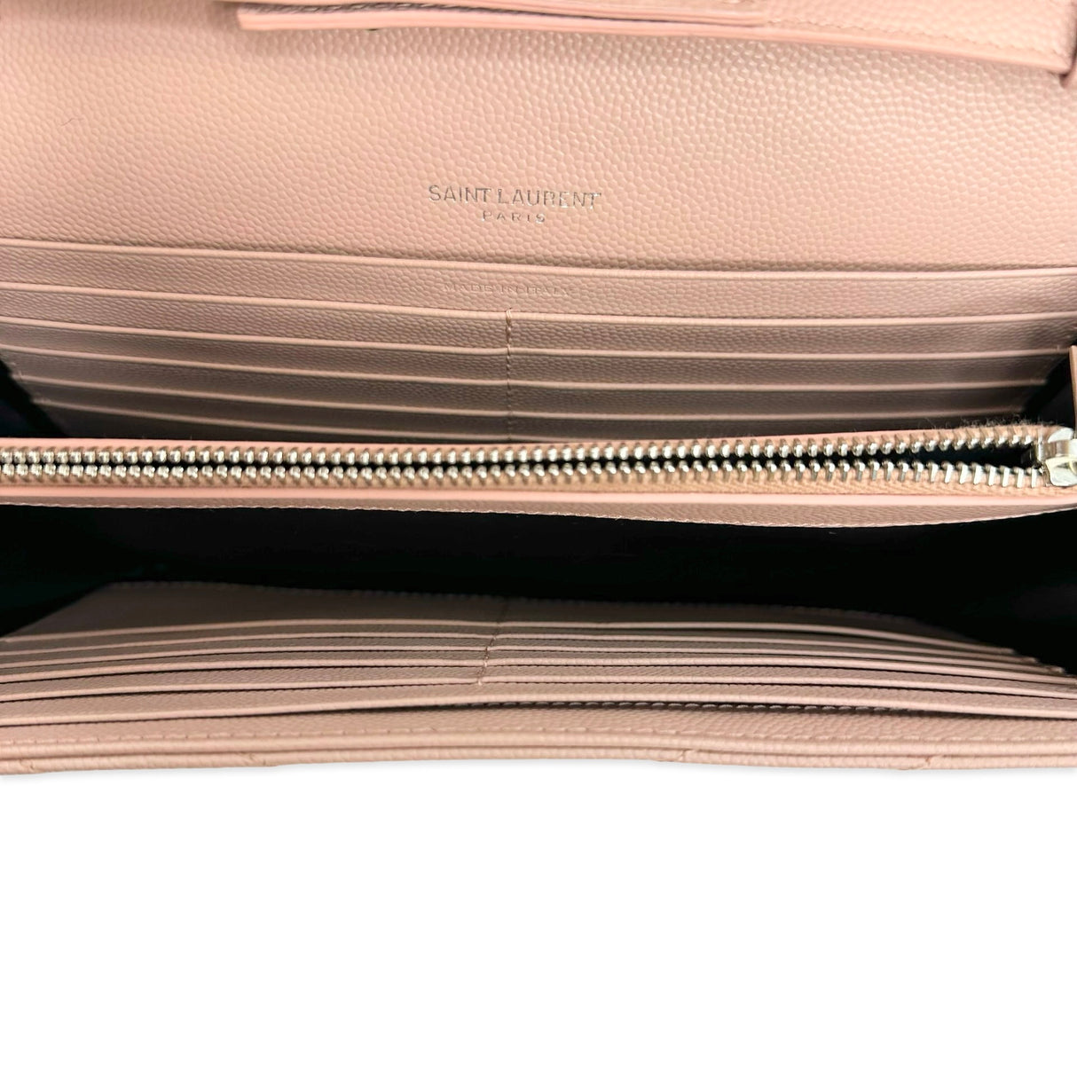 SAINT LAURENT: Quilted Grain de Poudre Classic Monogram Chain Wallet