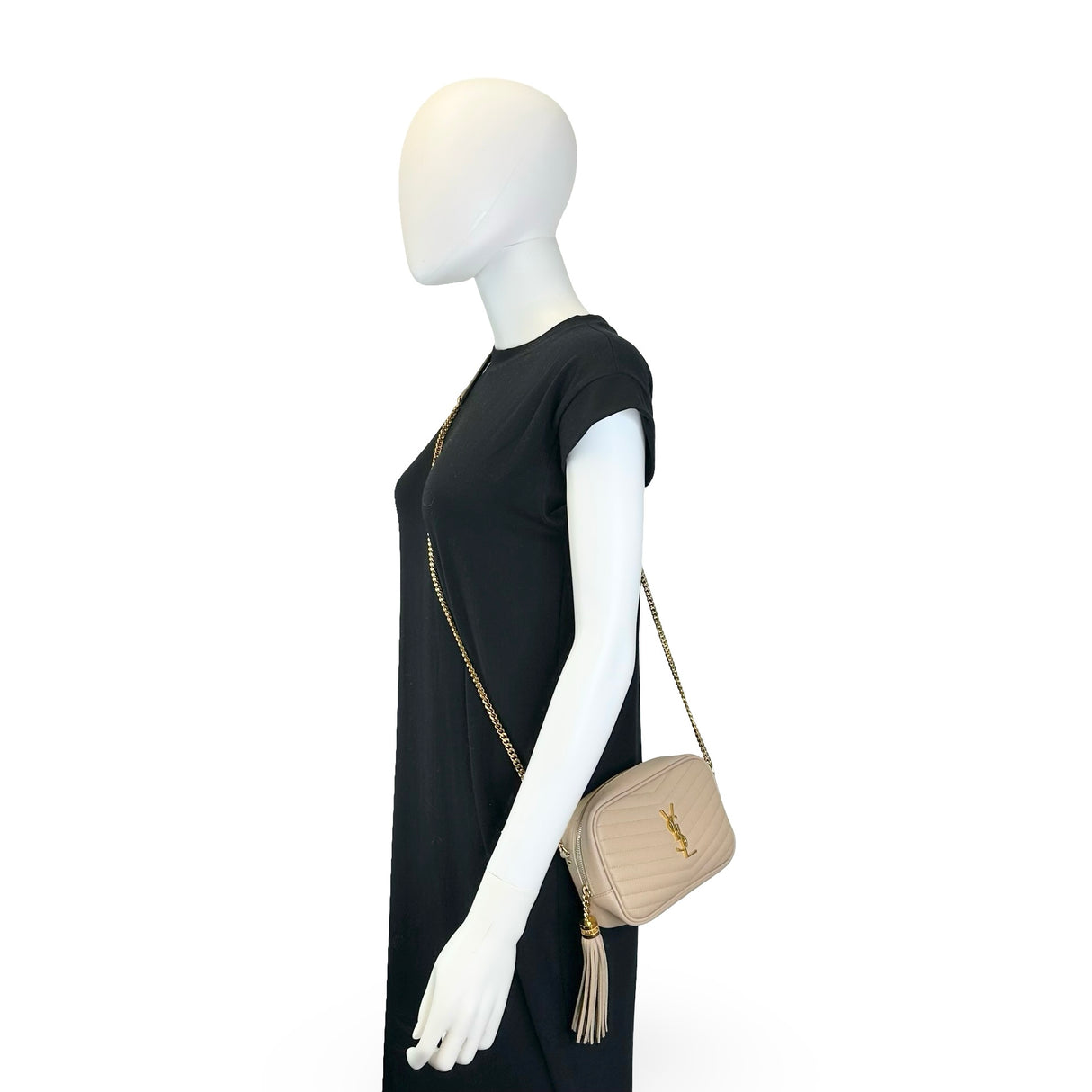 SAINT LAURENT: Quilted Grain de Poudre Mini Lou Camera Bag