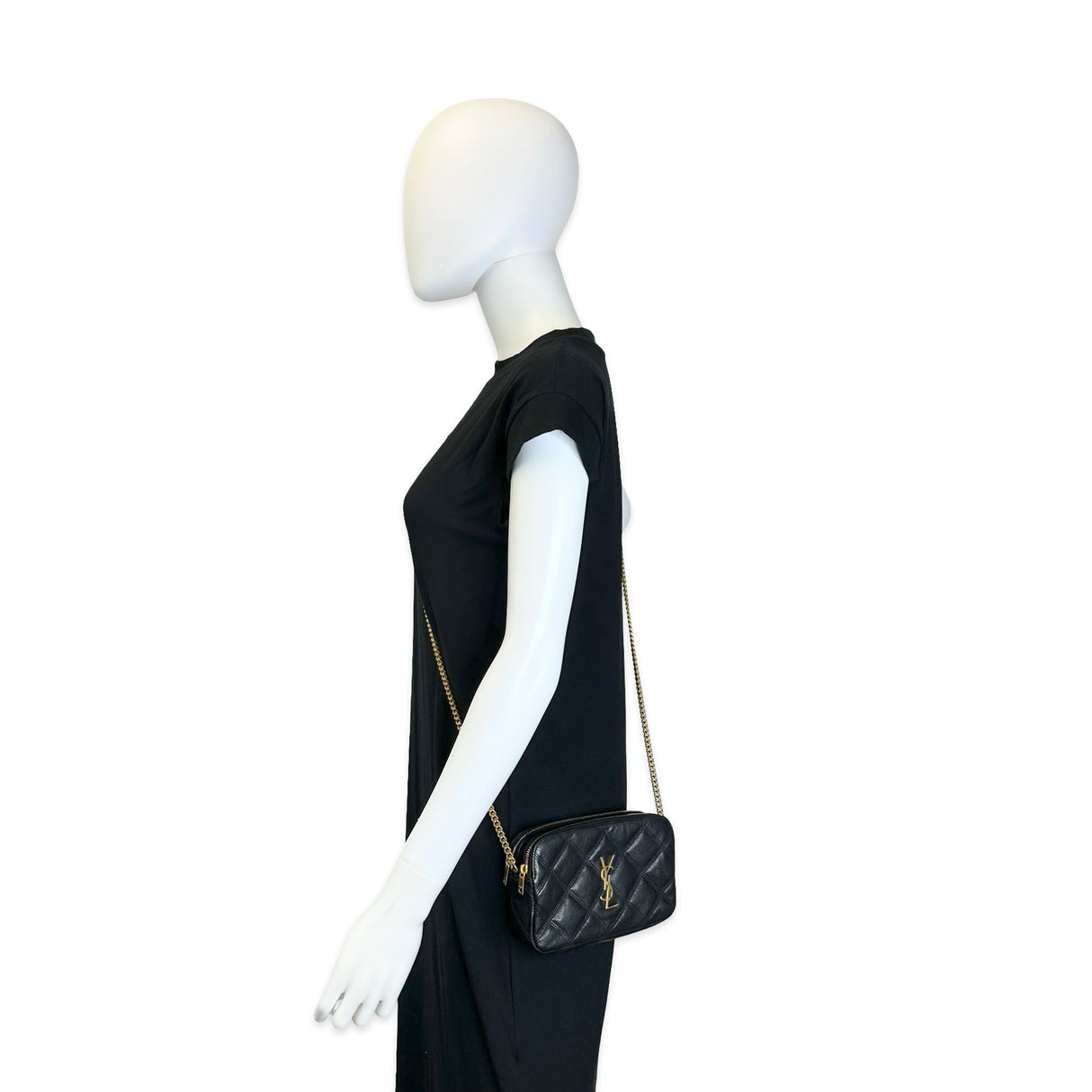 SAINT LAURENT: Quilted Lambskin Mini Becky Double Zip Crossbody