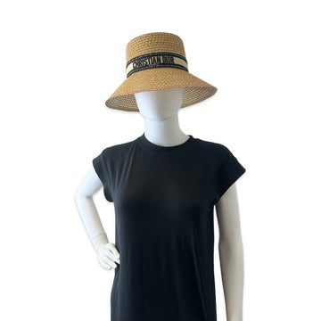 Christian Dior Woven Straw Bobby Large Wide Rim Hat
