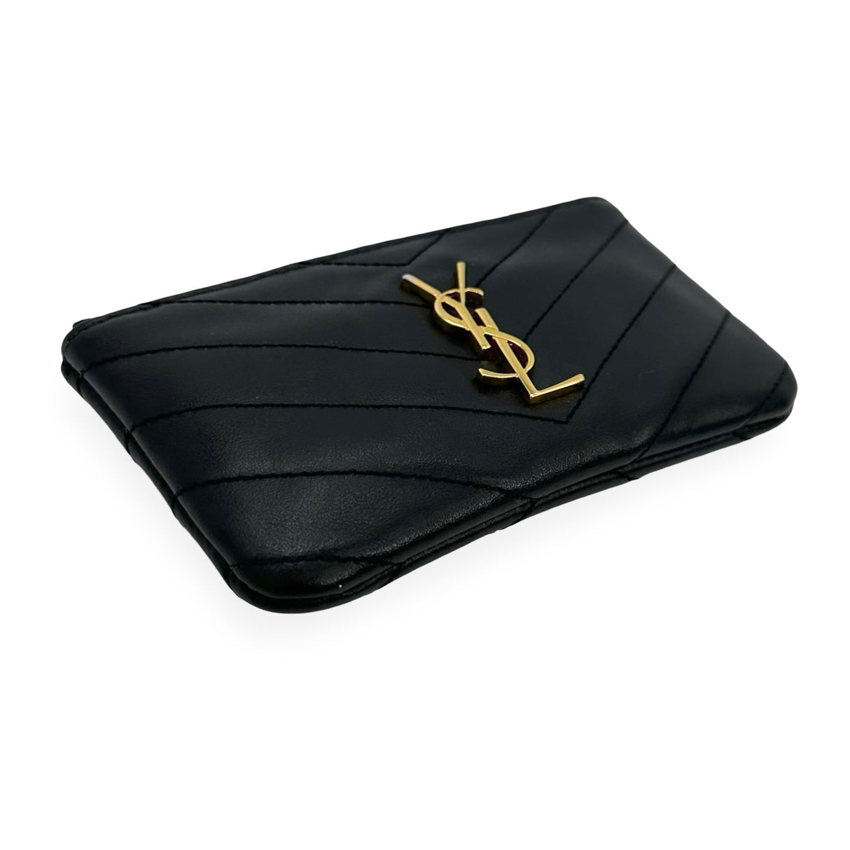 SAINT LAURENT: Quilted Leather Cassandre Zip Key Pouch