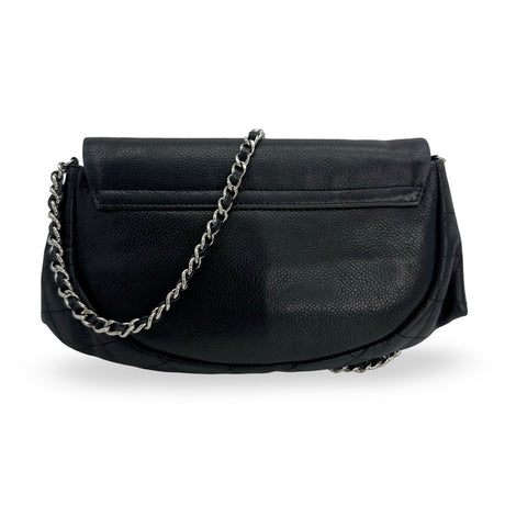 CHANEL: Caviar Half Moon Wallet on a Chain