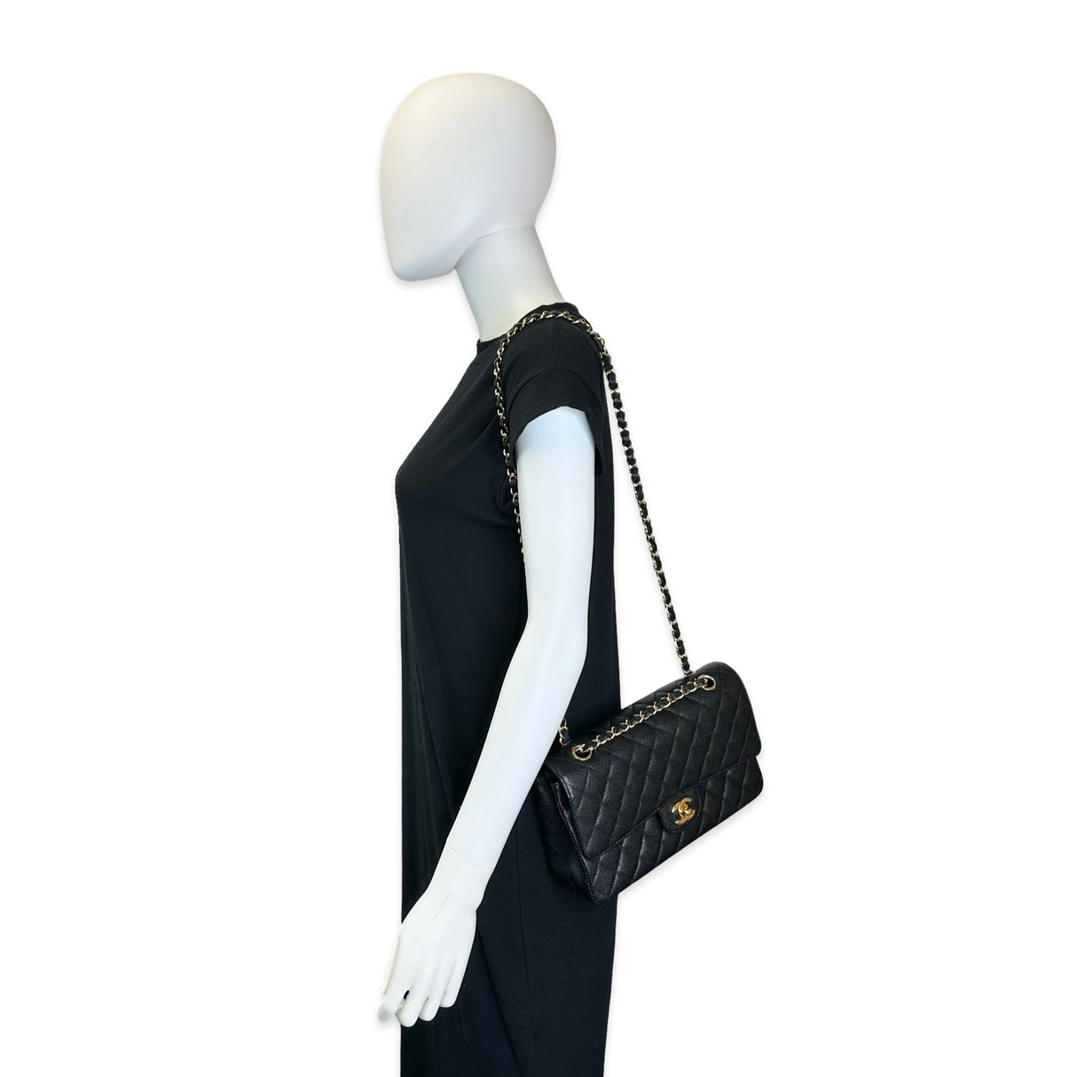 Quilted Caviar Medium Classic Double Flap