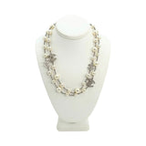CC Crystal Long Pearl Beaded Necklace