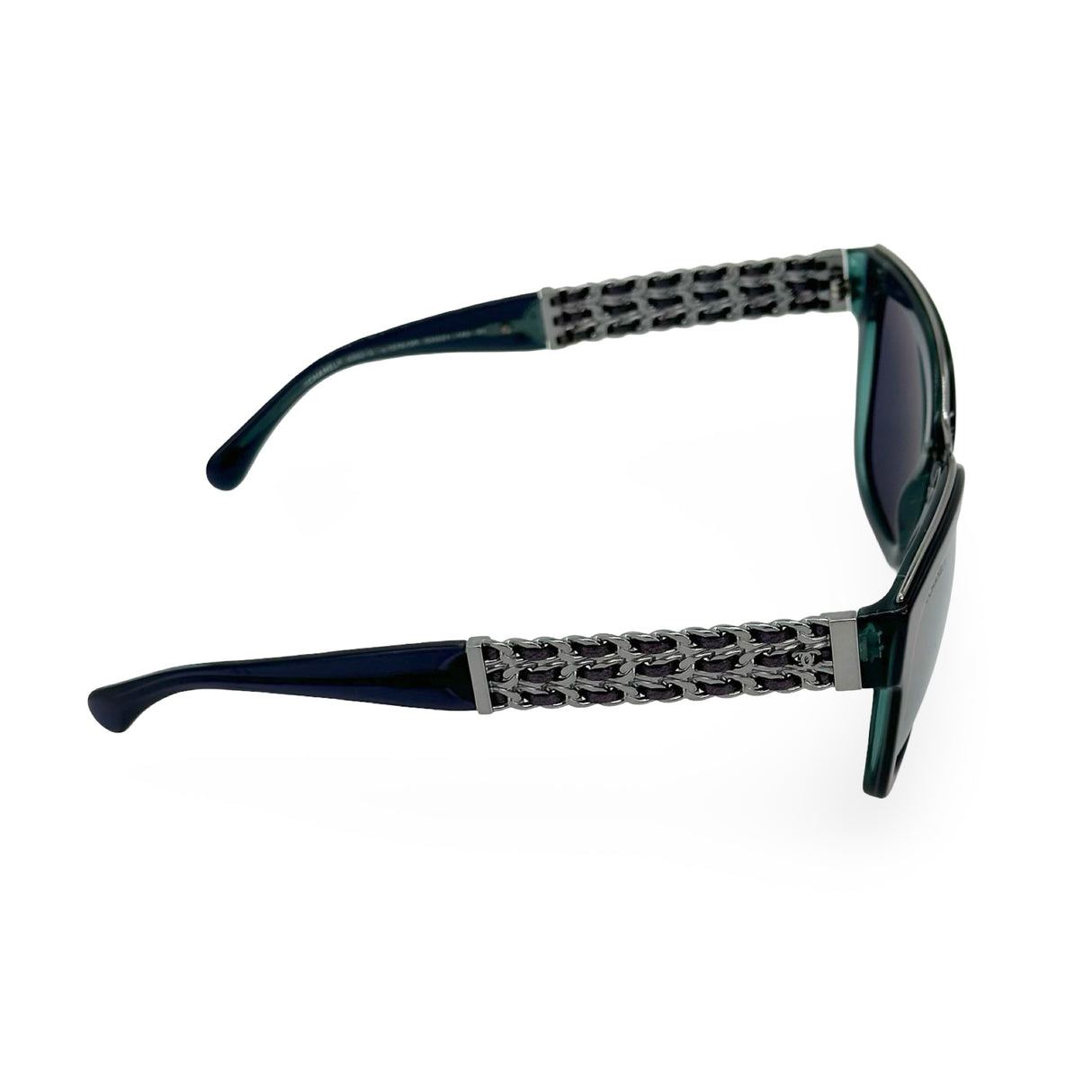 CHANEL: Woven Leather Square Sunglasses