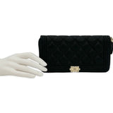 Quilted Caviar Boy Long Zip Wallet