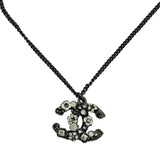 CHANEL: Floral CC Crystal Enamel Pendant Necklace