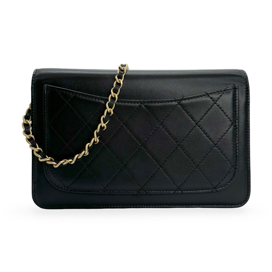 CHANEL: Lambskin CC Lucky Charms Classic Wallet on a Chain