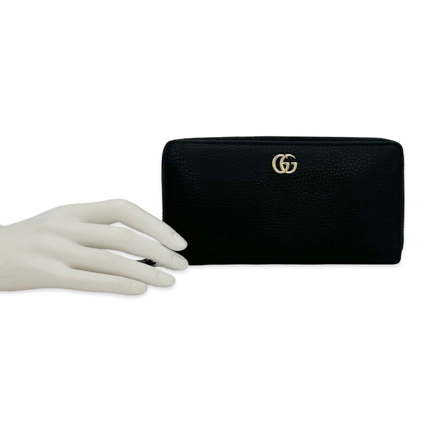 Gucci Grained Calfskin GG Marmont Zip Around Wallet