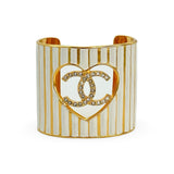 CHANEL: CC Crystal Heart Wide Cuff