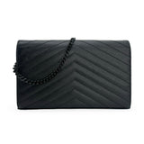 SAINT LAURENT: Grain de Poudre Classic Monogram Chain Wallet