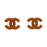 CHANEL: CC Enamel Post Earrings
