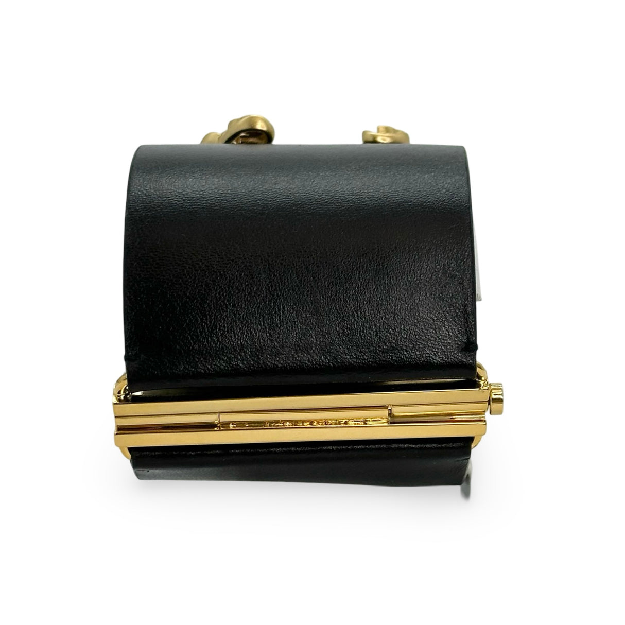 CHANEL: Crystal CC Paris Leather Wide Cuff
