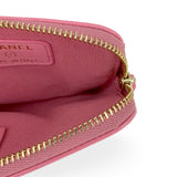 CHANEL: Quilted Caviar Compact Zip Wallet