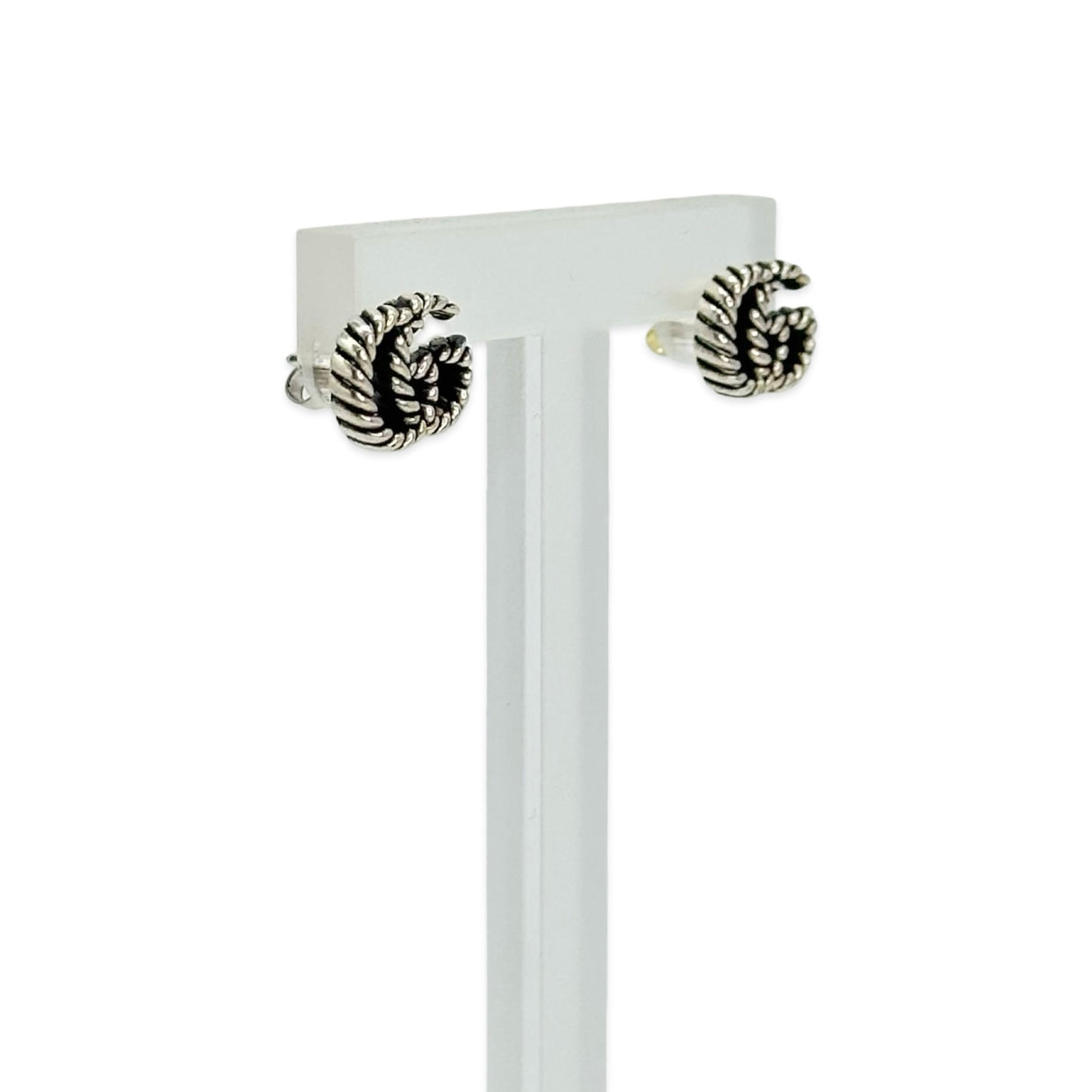 GUCCI: Sterling Silver GG Marmont Stud Earrings