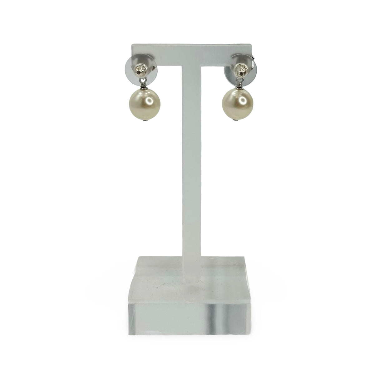 CHANEL: CC Crystal Pearl Drop Earrings