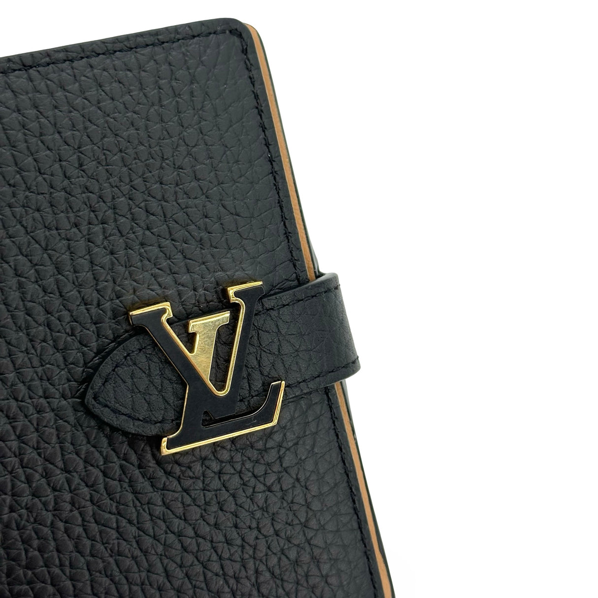 LOUIS VUITTON: Taurillon Capucines Vertical Compact Wallet