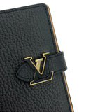 LOUIS VUITTON: Taurillon Capucines Vertical Compact Wallet