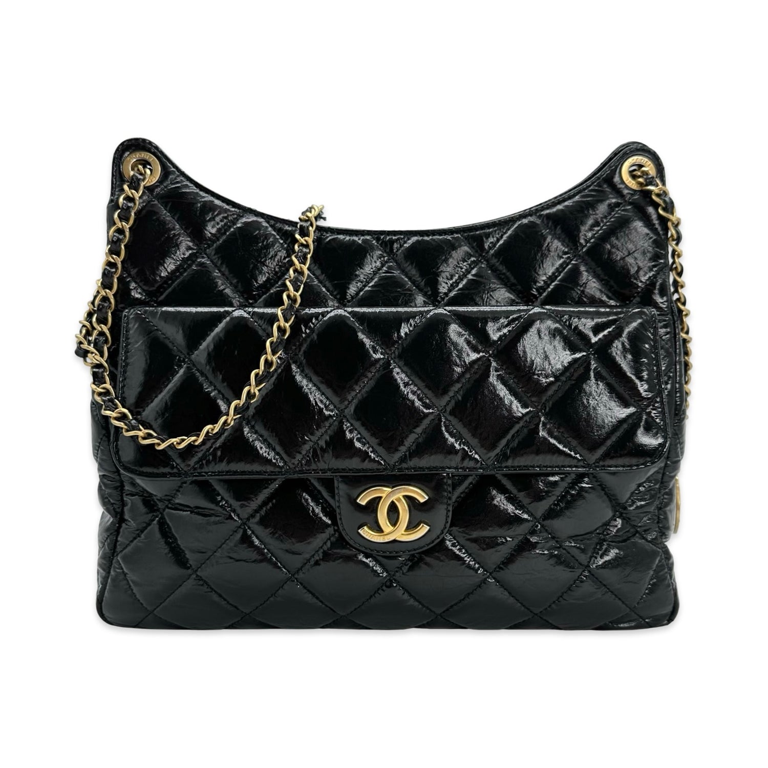 Crumpled Calfskin Medium Wavy Hobo