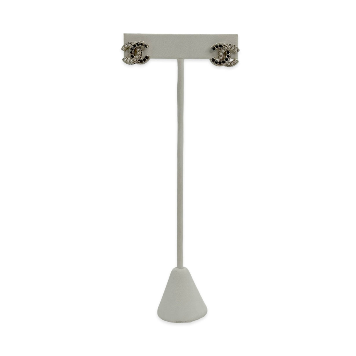 CHANEL: CC Crystal Pearl Post Earrings