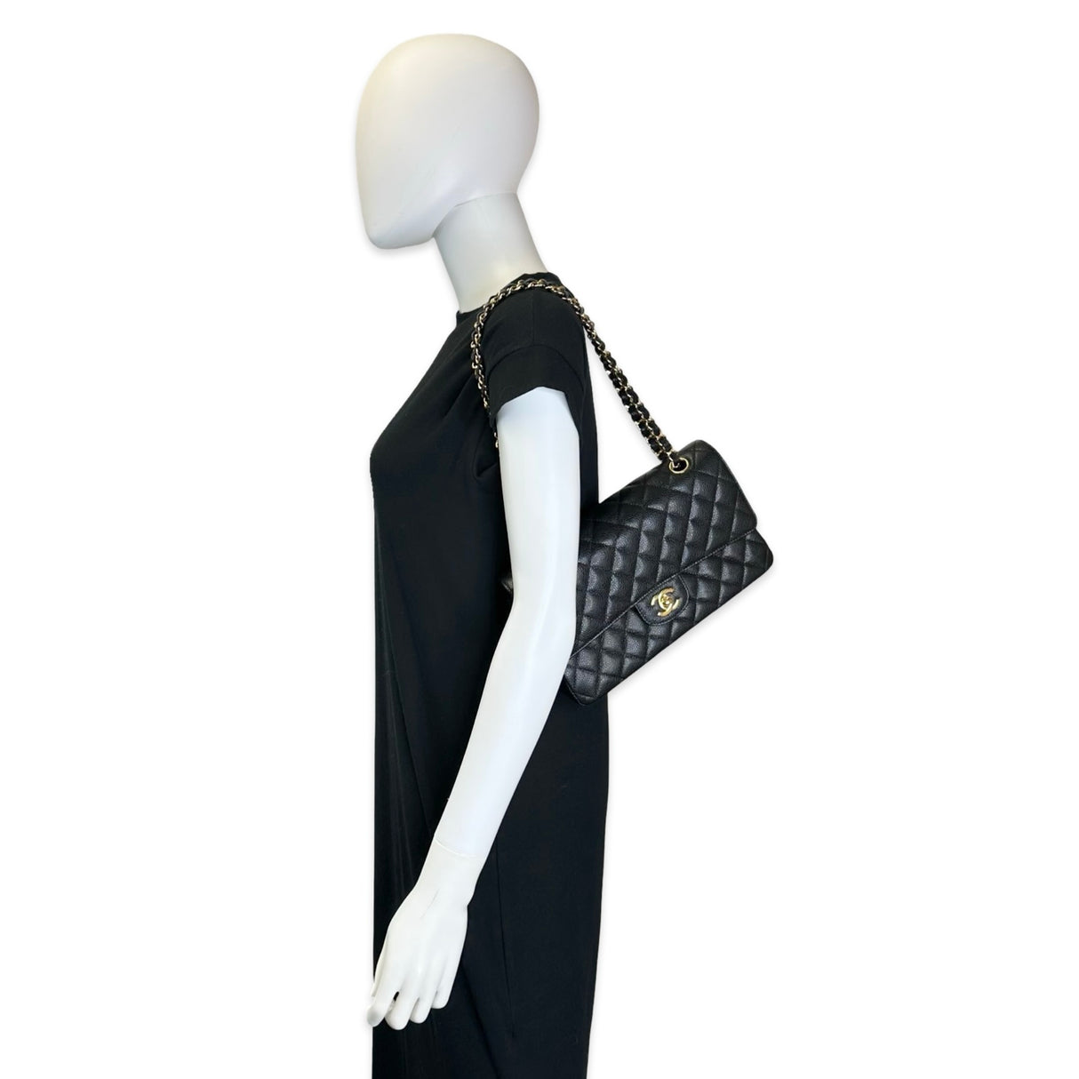 Quilted Caviar Medium Classic Double Flap