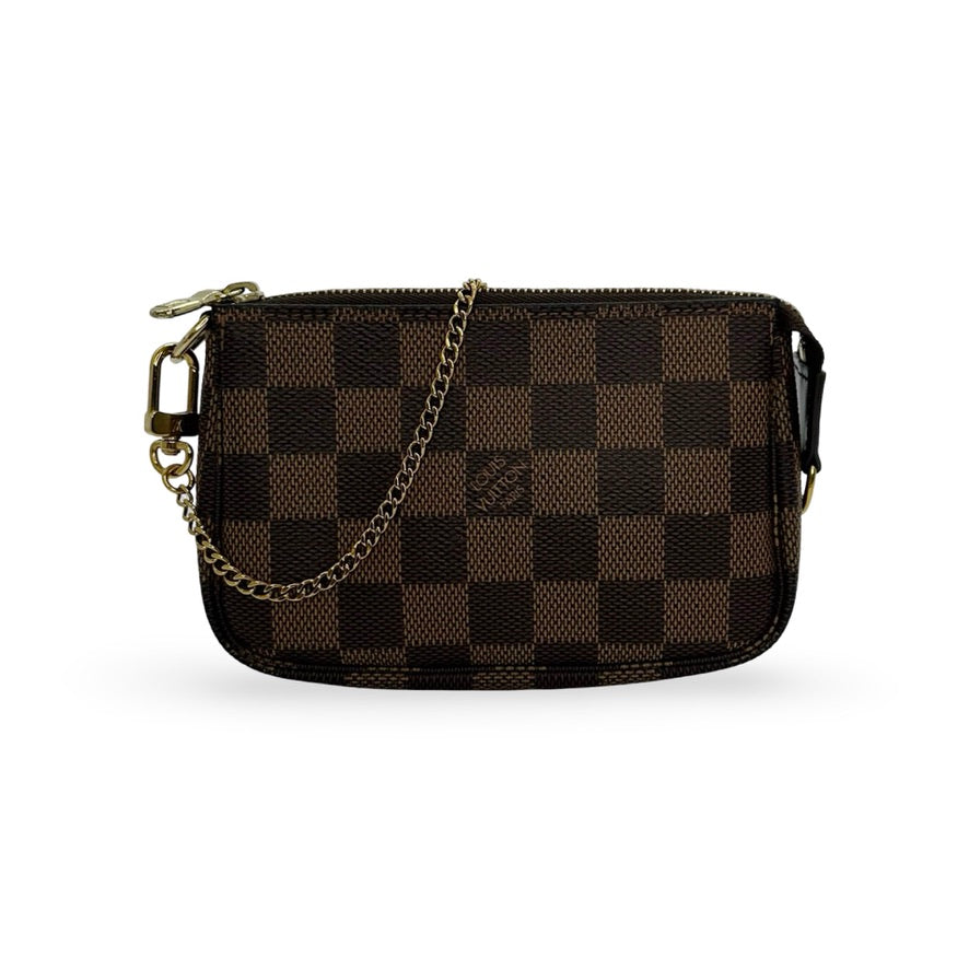 LOUIS VUITTON: Damier Ebene Mini Pochette Accessoires