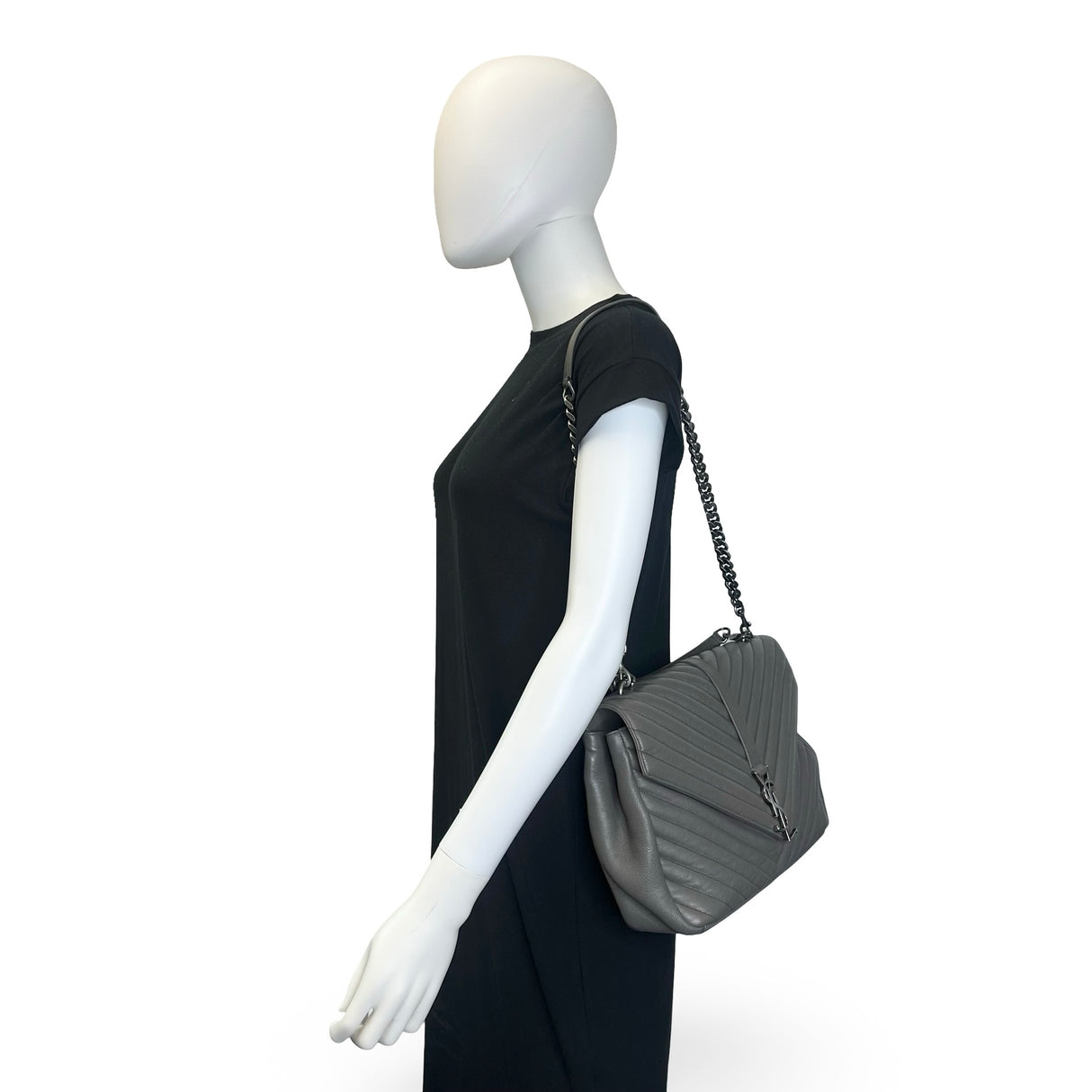 SAINT LAURENT: Quilted Leather Large College Chain Bag