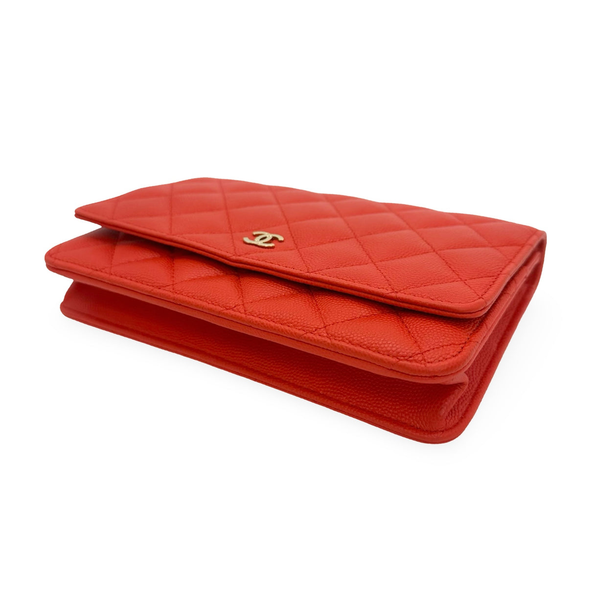 CHANEL: Quilted Caviar Classic Wallet on a Chain