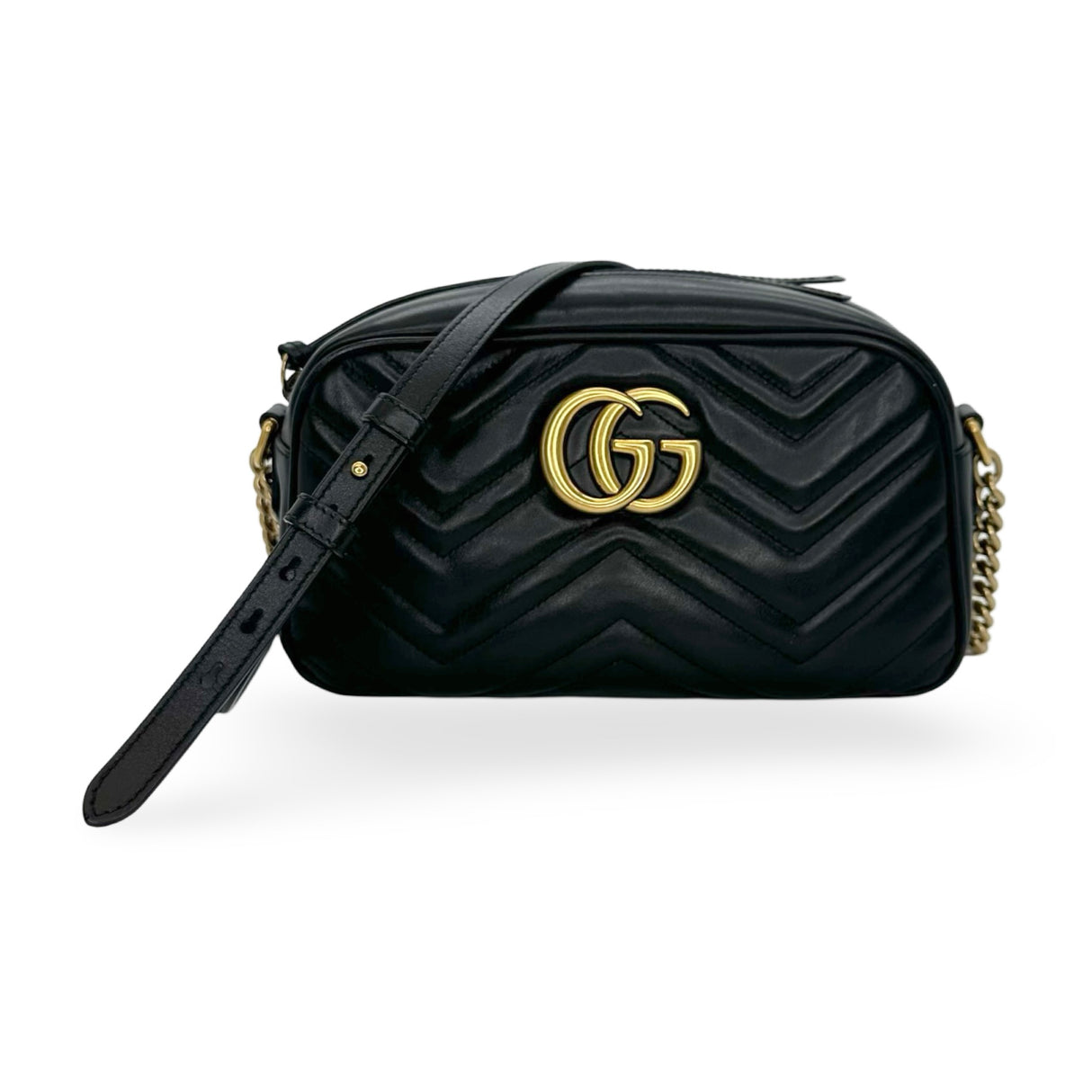 GUCCI: Quilted Leather GG Marmont Small Shoulder Bag