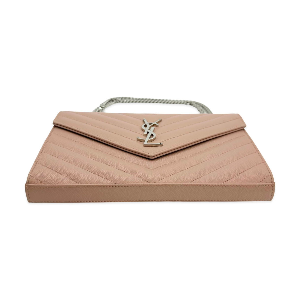 SAINT LAURENT: Quilted Grain de Poudre Classic Monogram Chain Wallet