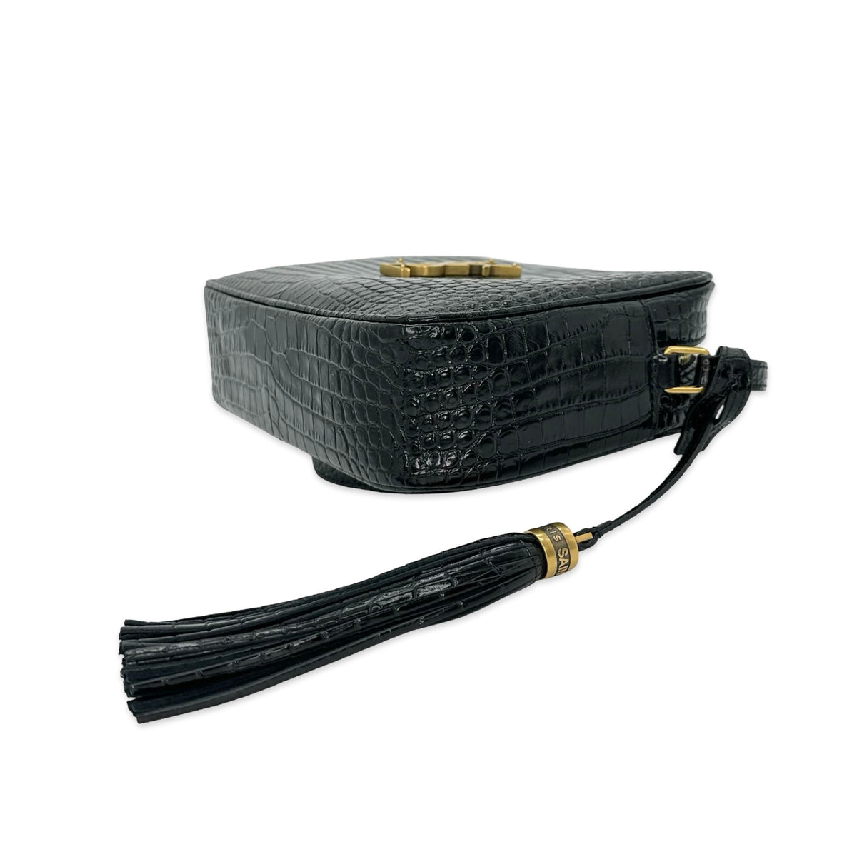 SAINT LAURENT: Croc Embossed Small Lou Camera Bag