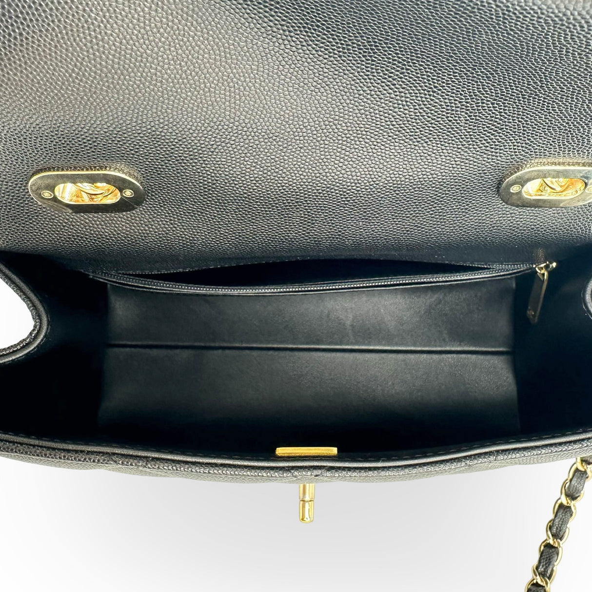 CHANEL: Quilted Caviar Small Top Handle
