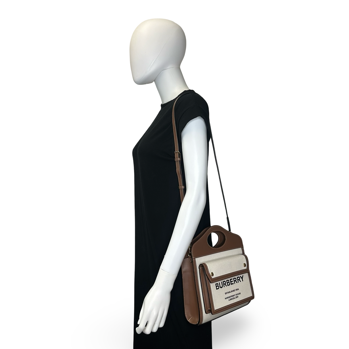 BURBERRY: Canvas Mini Pocket Top Handle