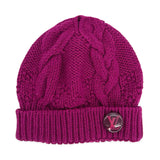 Wool Cable Knit Button Beanie Hat