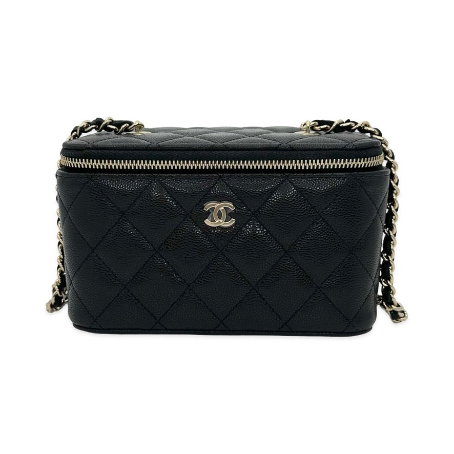 Quilted Caviar Classic Mini Vanity Case with Chain