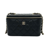 Quilted Caviar Classic Mini Vanity Case with Chain