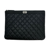 CHANEL: Quilted Caviar Boy Medium Zipped Pouch O Case