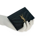 SAINT LAURENT: Grain de Poudre Cassandre Card Case