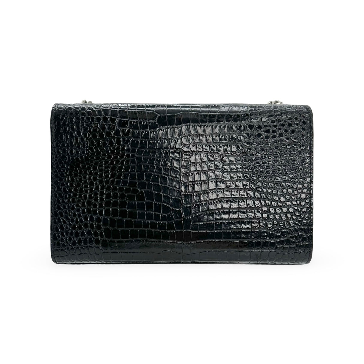 SAINT LAURENT: Croc Embossed Medium Kate Tassel Bag