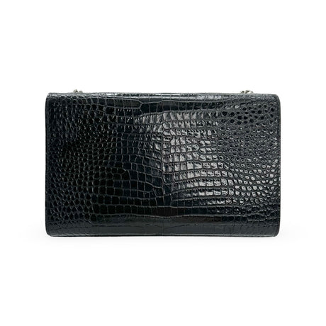 SAINT LAURENT: Croc Embossed Medium Kate Tassel Bag