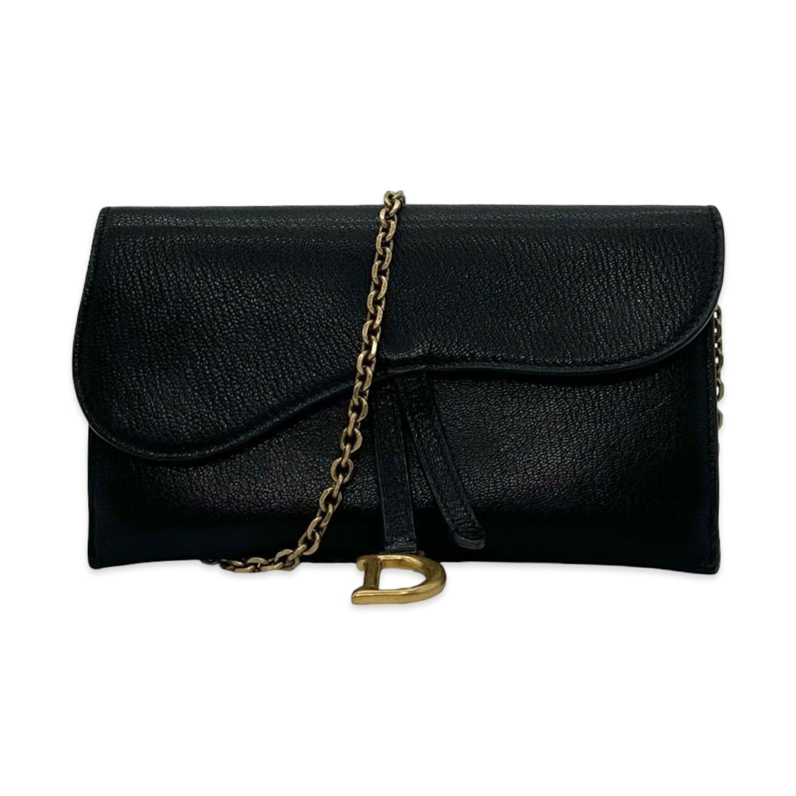 CHRISTIAN DIOR: Calfskin Long Saddle Wallet with Chain – Luv Luxe