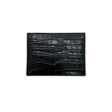 SAINT LAURENT: Croc Embossed Cassandre Card Case