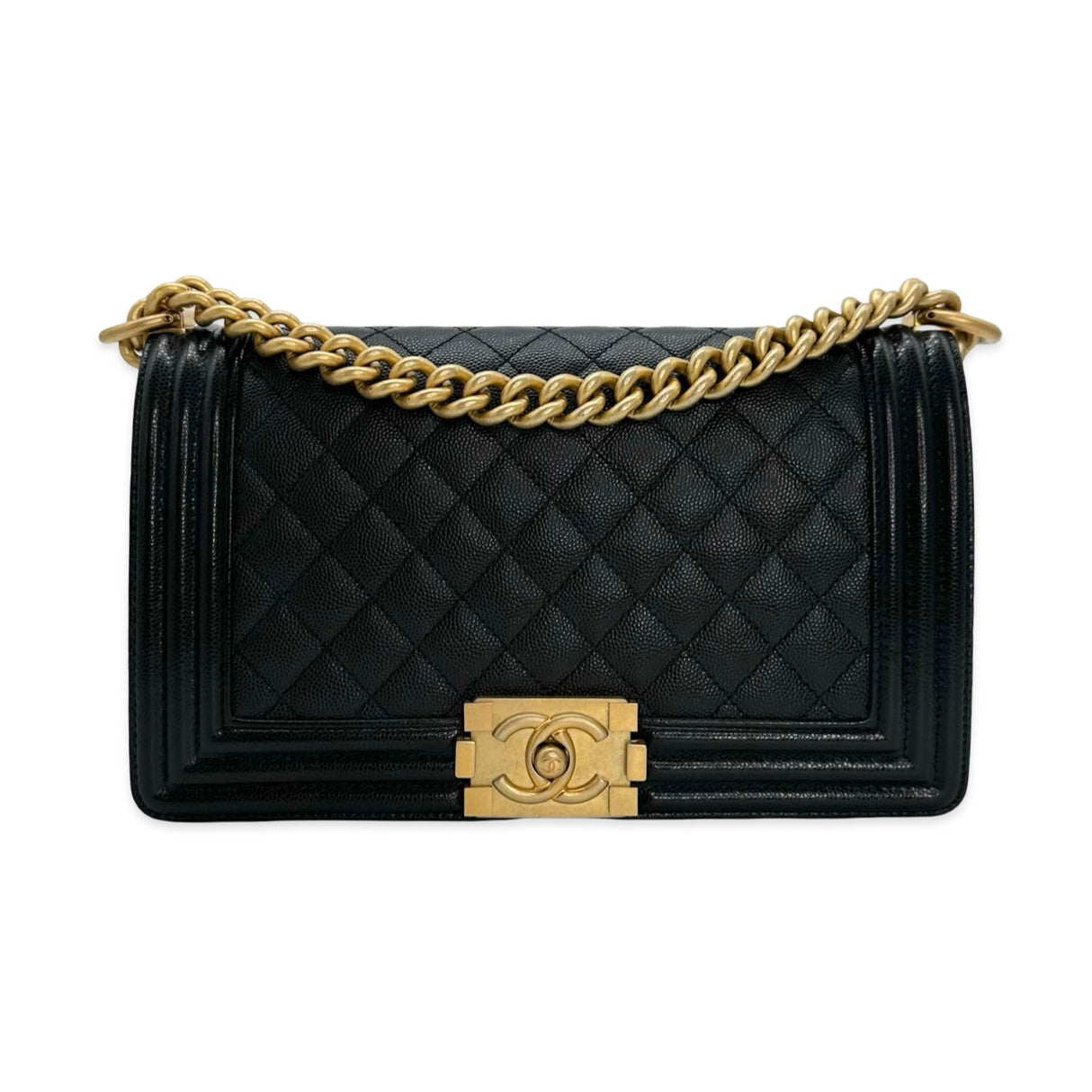 Quilted Caviar Old Medium Boy Bag