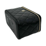 Quilted Caviar Classic Mini Vanity Case with Chain